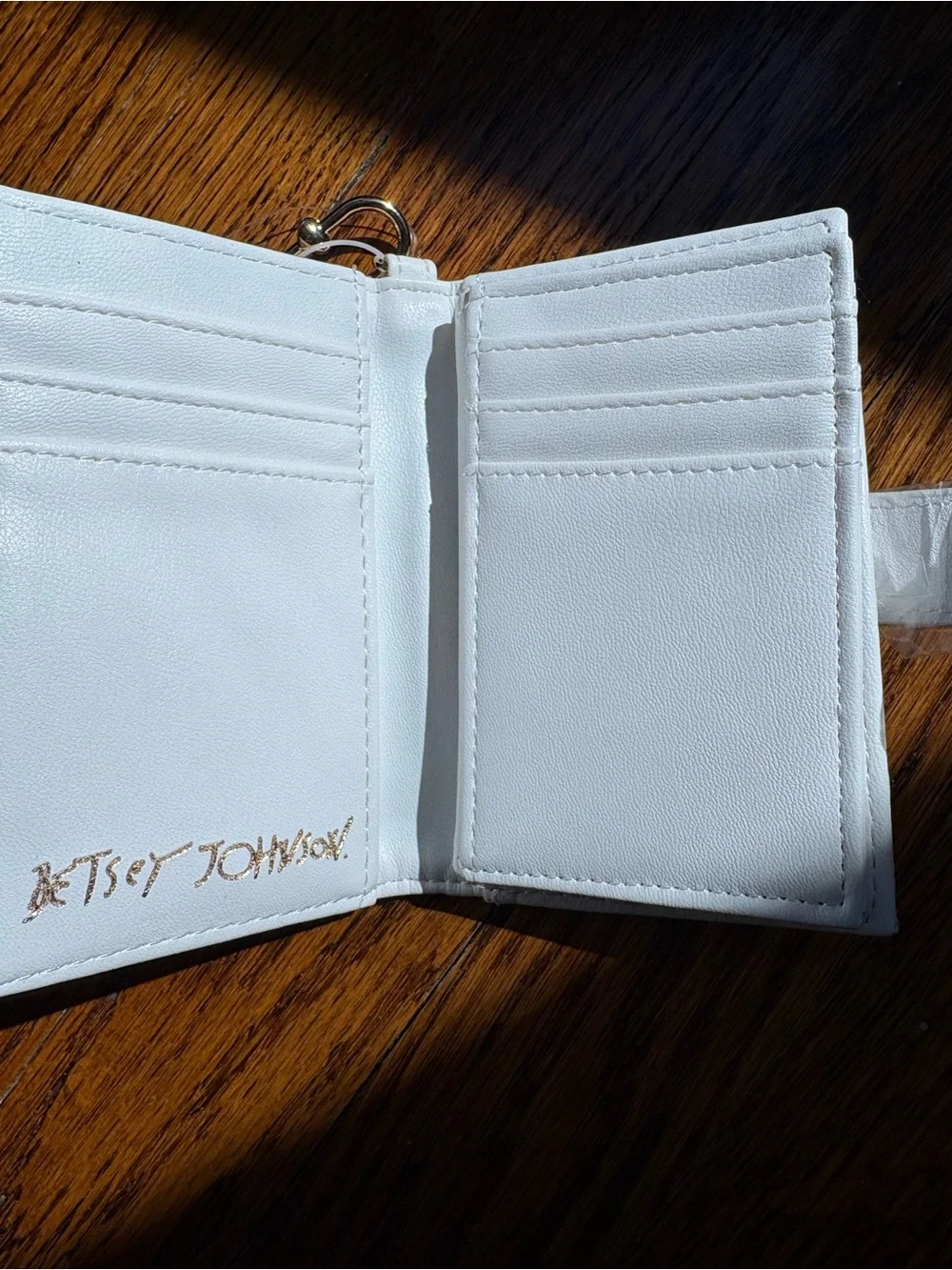 Betsey Johnson White Heart-Embossed Wristlet Phone Wallet